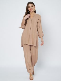 Bcz Style - Brown Viscose Solid Co-Ord Set