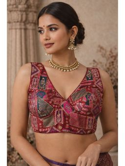 Indi Inside - Women Pink Woven Stitched Blouse
