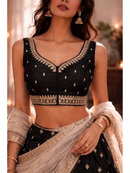 Indi Inside - Women Black Embroidered Stitched Blouse