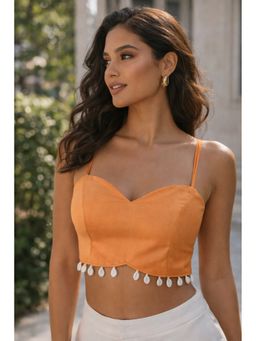 Indi Inside - Women Yellow Solid Stitched Blouse