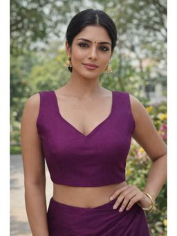 Indi Inside - Women Purple Solid Stitched Blouse