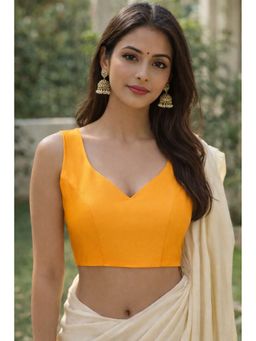 Indi Inside - Women Yellow Solid Stitched Blouse