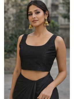 Indi Inside - Women Black Solid Stitched Blouse