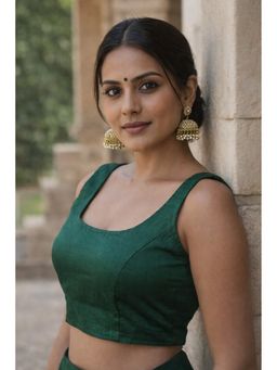 Indi Inside - Women Green Solid Stitched Blouse