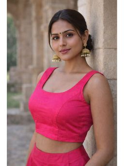 Indi Inside - Women Pink Solid Stitched Blouse