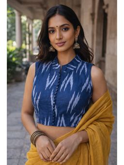 Indi Inside - Women Blue Abstract Stitched Blouse