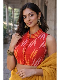 Indi Inside - Women Red Abstract Stitched Blouse