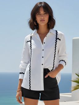 Dora Dori - White Cotton Solid Shirt