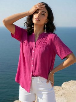Dora Dori - Pink Crepe Solid Shirt