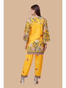 HOUSE OF KARI - Women Yellow Polyester Floral Tunic with Pant