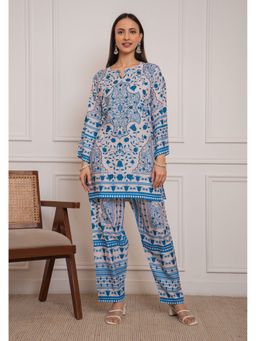 HOUSE OF KARI - Women Beige Polyester Floral Tunic with Pant