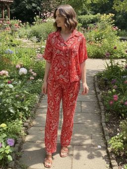 HOUSE OF JAMOTI - Red Zia Floral Co Ord Set