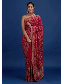 Trendmalls - Pink Saree with Unstitched Blouse