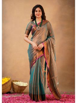 Trendmalls - Green Saree with Unstitched Blouse
