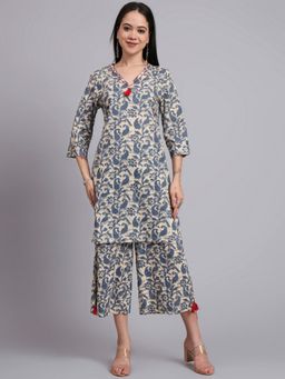 Aayusika - Women Blue Cotton Paisley Co-ord Set
