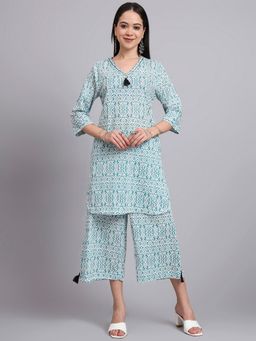Aayusika - Women Green Cotton Abstract Co-ord Set