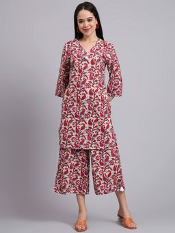 Aayusika - Women Red Cotton Paisley Co-ord Set