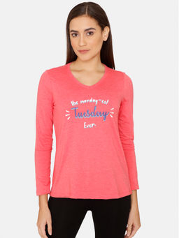 Zivame - Rosaline Starry Nights Knit Cotton Short Top - Rose Of Sharon
