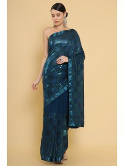 Soch - Teal Georgette Embroidered with Unstitched (Set of 2)