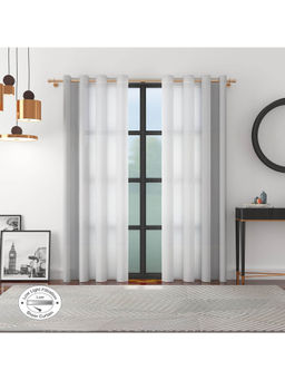 HomeTown - Fiesta Set Of 2 Solid Textured Sheer Door Curtains In White