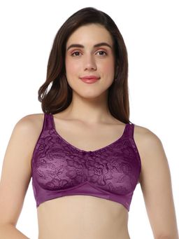 Amante - Lace Non Padded Non-Wired Full Coverage Elegant Support Bra- Purple