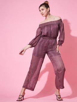 STREET 9 - Mauve Off Shoulder Jumpsuit