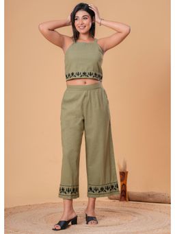 sencei - Canopy Green Embroidery Co Ord Set