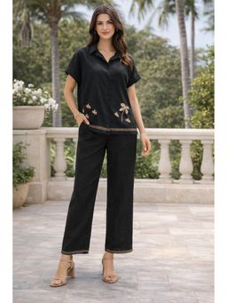 sencei - Black Golden Floral Print Co Ord Set
