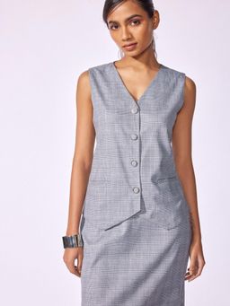 The Label Life - Dusty Blue Checks Waistcoat
