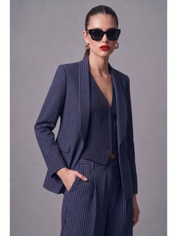 Virgio - Womens Stripes Cotton Shawl Collar Pinstripe Blazer