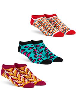 Dynamocks - Men & Women Combed Cotton Ankle Length Multi-Colour Socks (Pack of 3)