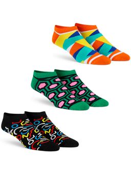 Dynamocks - Men & Women Combed Cotton Ankle Length Multi-Colour Socks (Pack of 3)