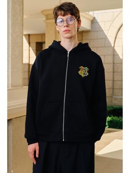 Bonkers Corner - Black Hogwarts Crest Zip Hoodie for Men