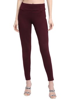 Cantabil - Women Wine Solid Regular Fit Casual Jeggings