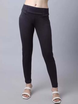 Cantabil - Women Charcoal Solid Regular Fit Casual Jeggings
