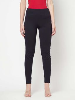 Cantabil - Women Navy Blue Solid Regular Fit Casual Jeggings