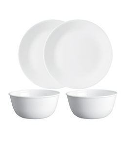 Corelle - Livingware Winter Frost White 26cm Dinner Plate (2Pcs) & 177ml Katori (2Pcs) Pack of 4