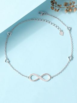 Ornate Jewels - 925 Silver American Diamond Infinity Anklet for Women and Girls (One Size)