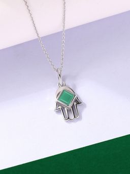 Ornate Jewels - 925 Silver Square 1 Carat Natural Sakota Emerald Pendant With Chain for Women & Girls