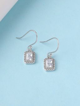Ornate Jewels - 925 Silver Octagon American Diamond Dazzling Charm Dangle Earring for Women & Girls