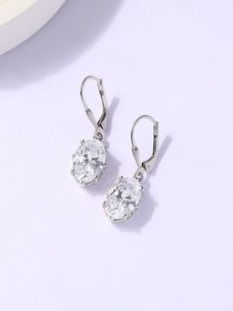 Ornate Jewels - 925 Silver Oval White American Diamond Celestial Drops Earring for Women & Girls
