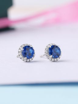 Ornate Jewels - 925 Silver Round American Diamond Celestial Sparkle Stud Earring for Women & Girls