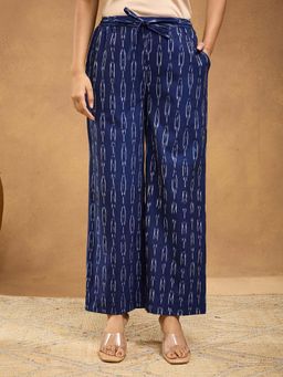 Fabindia - Blue Cotton Casual Woven Straight Pant