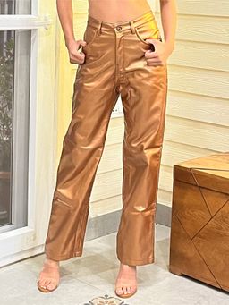 Tandul - Women Golden Solid Trouser