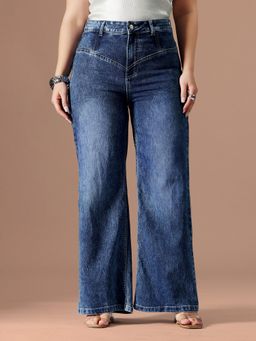 Miss Chase - Blue High Rise Denim Wide Leg Jeans