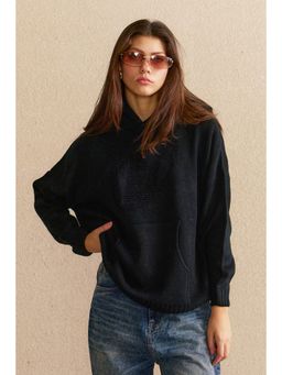 Bonkers Corner - Black Solid Full Sleeves Hoodie