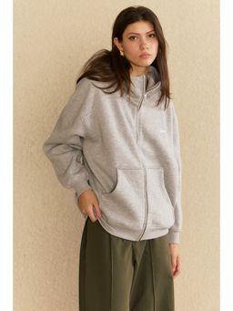 Bonkers Corner - Grey Solid Full Sleeves Hoodie