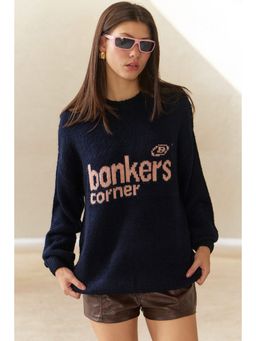 Bonkers Corner - Navy Blue Classic Club Crew Neck Sweatshirt