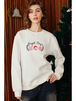 Bonkers Corner - Off White Printed Round Sweatshirt