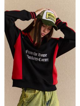 Bonkers Corner - Black Athletic V-Neck Sweatshirt